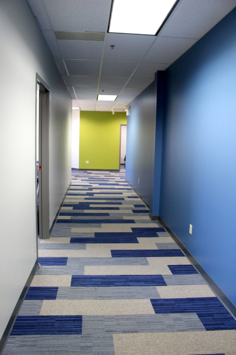 Dynamically Patterned Carpet in Hallway